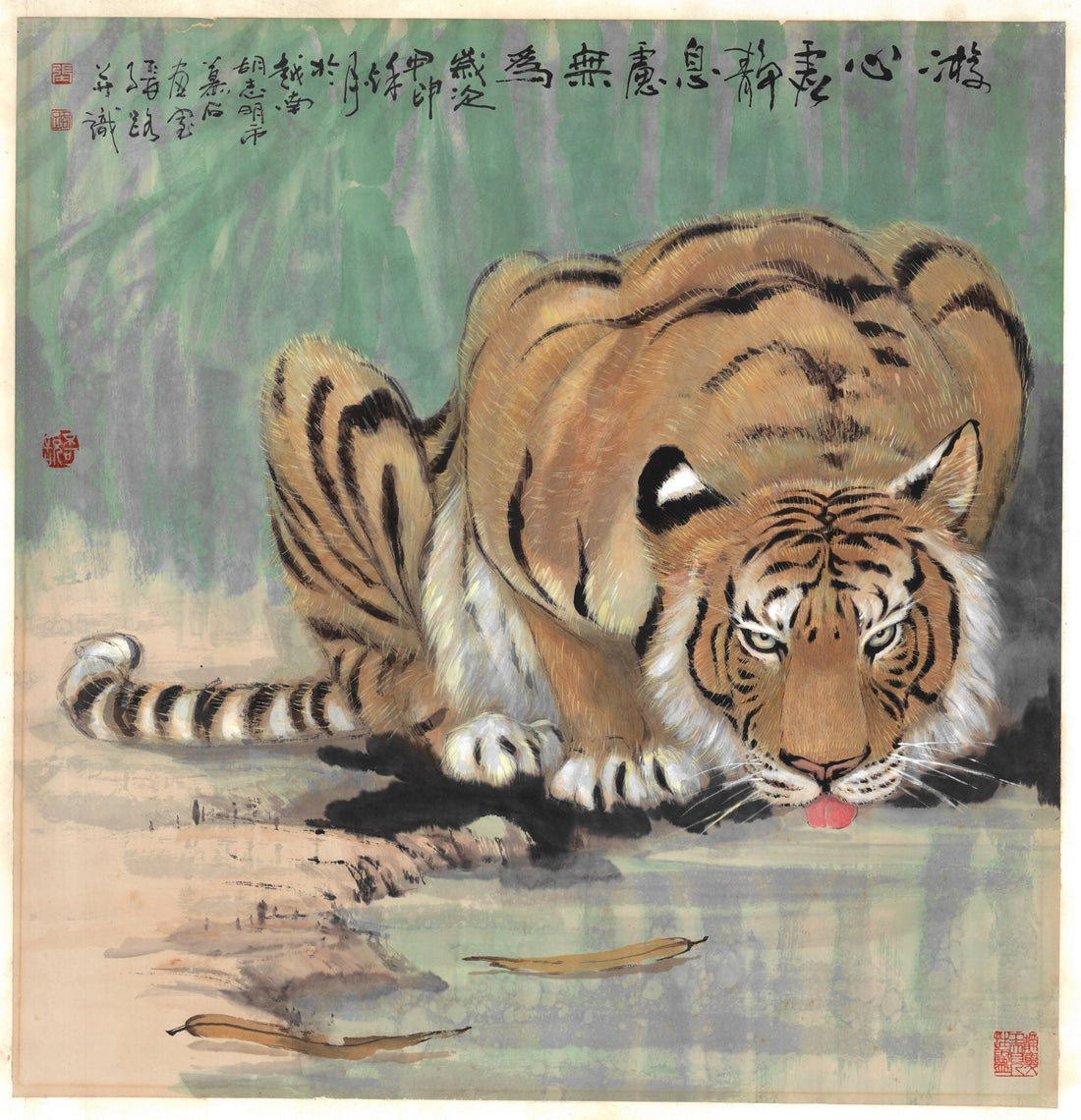 Trương Lộ, Hổ, thuỷ mặc, 70 x 70 cm, 2018
