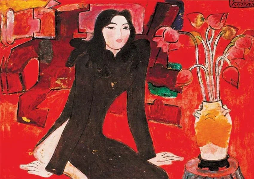 Nguyễn Sáng, Thiếu nữ bên hoa sen, sơn dầu, 1972